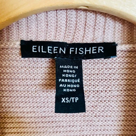 Eileen Fisher Powder Pink Silk & Cashmere Blend Straight Cardigan Sweater - Picture 9 of 11